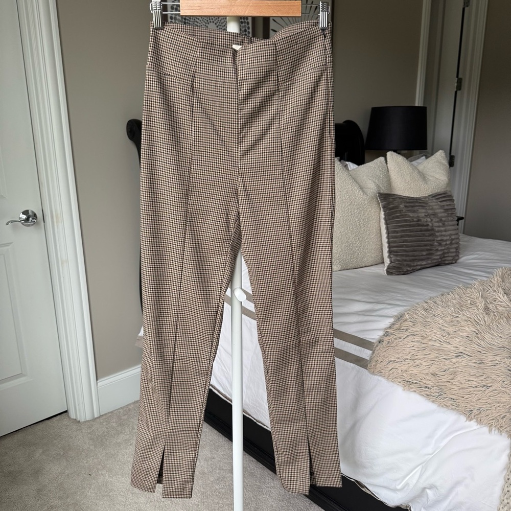Favorite Daughter The Suits You High Waist Slit Hem Leggings- Black/ Camel Plaid - Picture 2 of 8